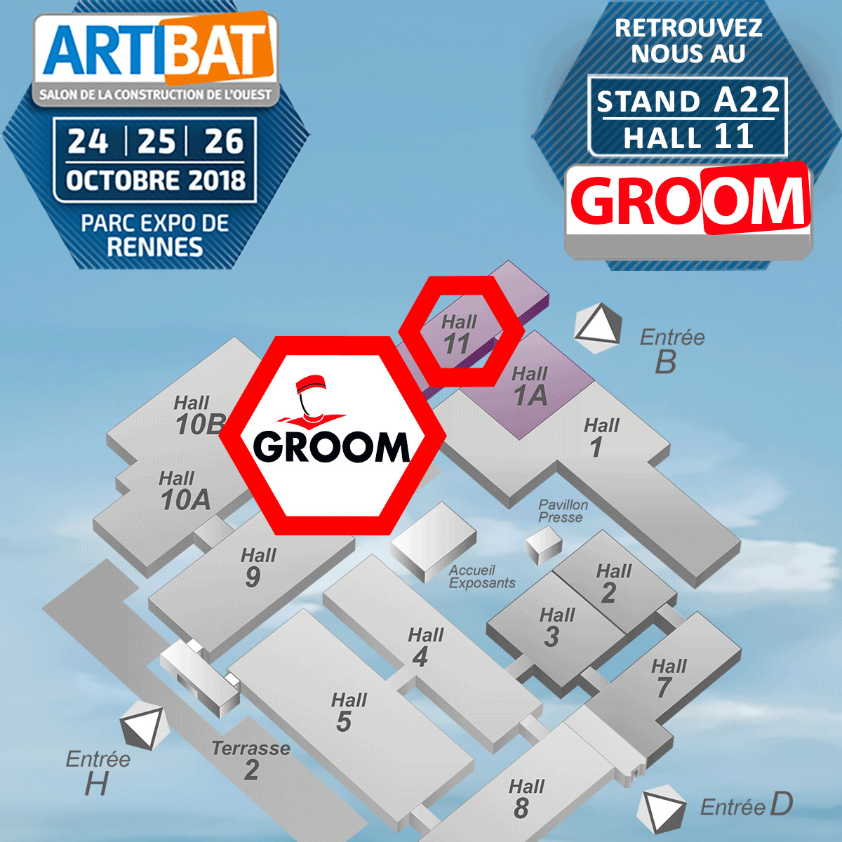 GROOM présent sur ARTIBAT 2018 au stand A22, Hall 11