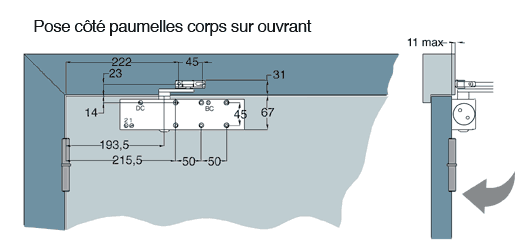 Bras standard pour ferme-porte CGF GR 300 Blanc